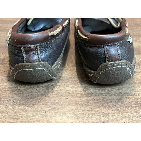LL Bean Handsewn Slippers Shoes Men\'s 8M Flannel Lined Brown Leather 212164 main image 14